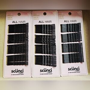 NWT 》3pks/180pcs《 SCÛNCI BLACK 60pc BOBBY PINS: ALL HAIR!